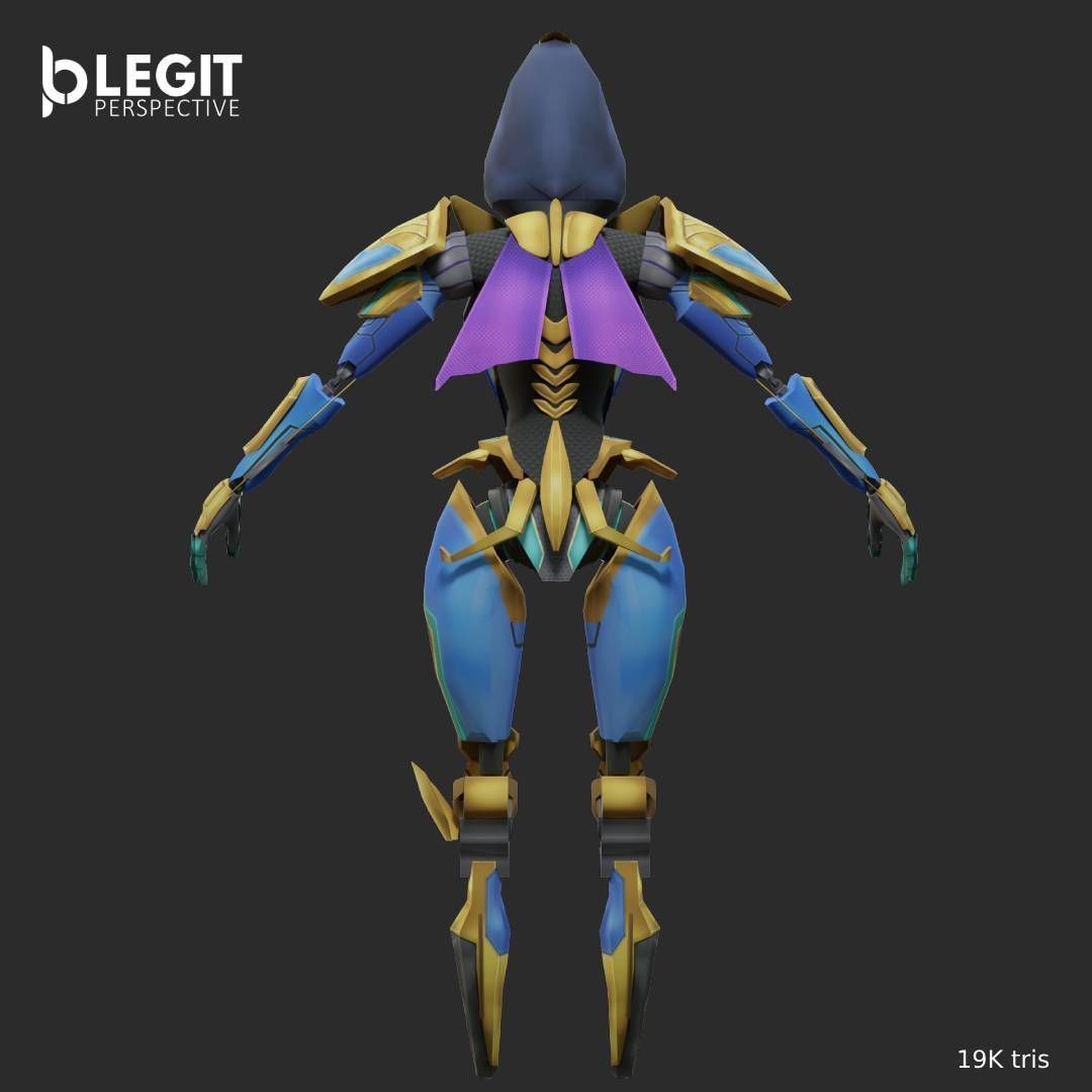 Egyptian Robot Made and Textured In Blender Low-poly 3D model_10