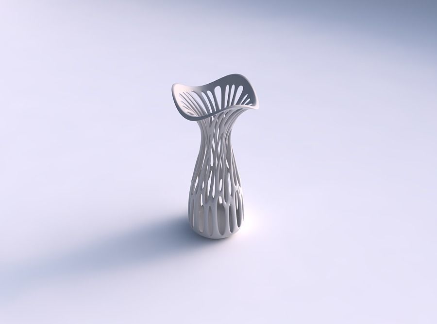 Vase wide with branches streched and wavy top 3D print model_0