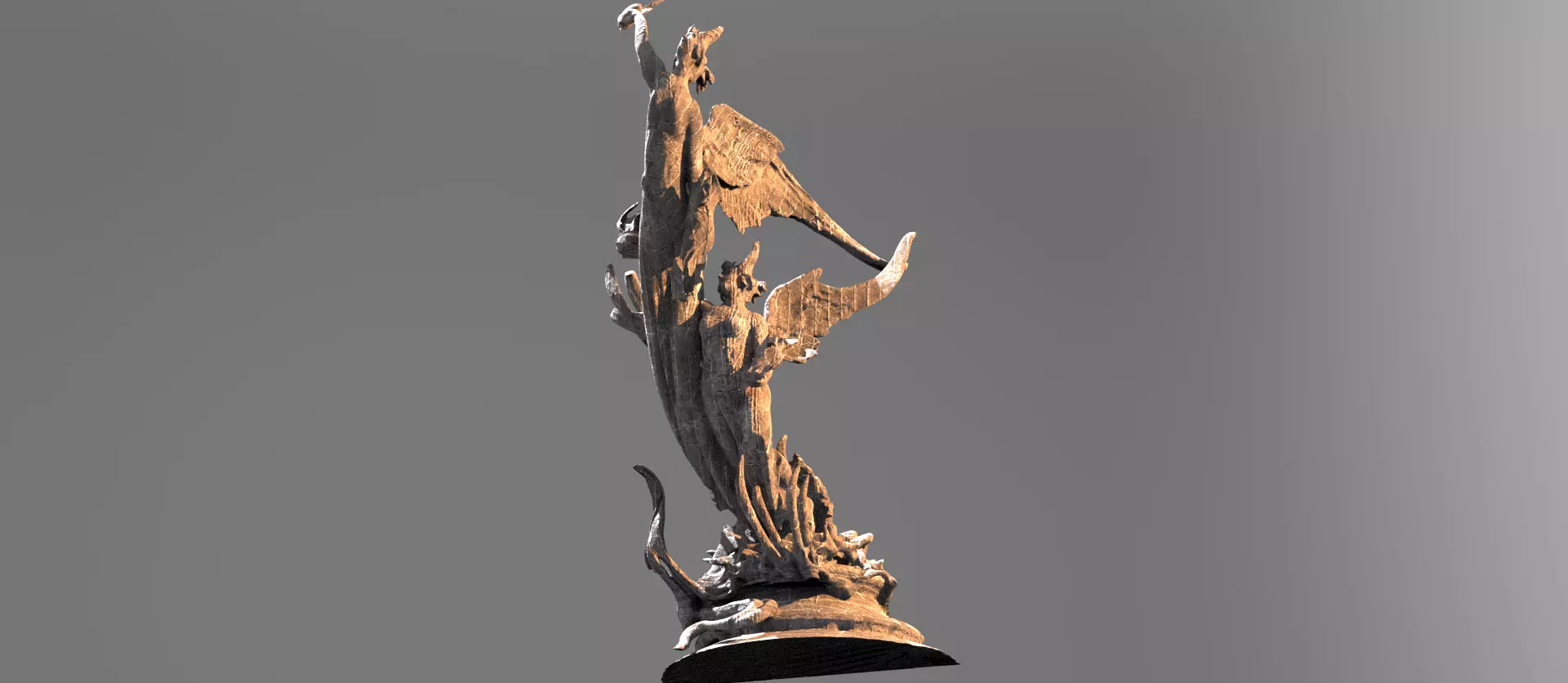 Dantes Angel flame statue 2 3D model_0