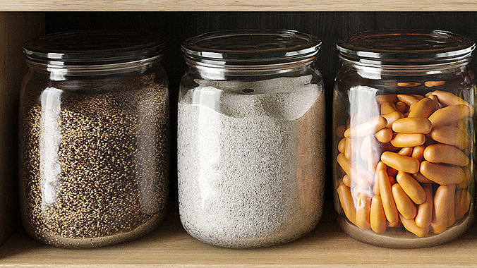 Shelf with canned goods 3D model 6
