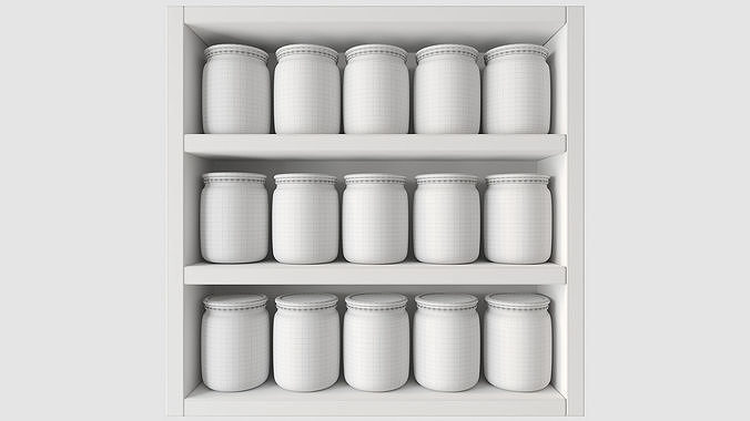 Shelf with canned goods 3D model 2