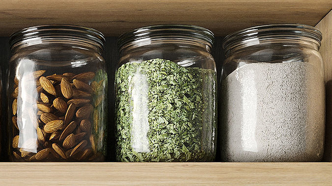 Shelf with canned goods 3D model 4