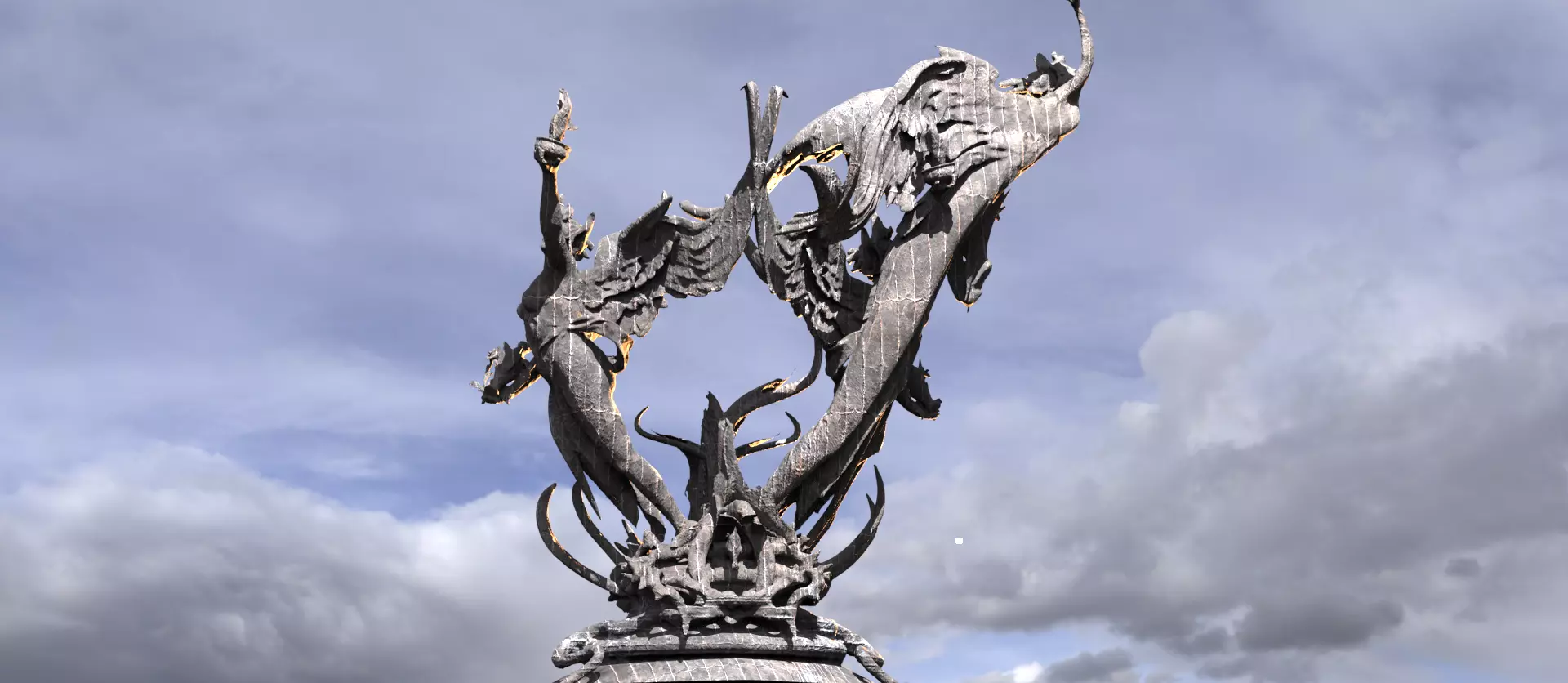 Dantes Angel flame statue 3  3D model_0