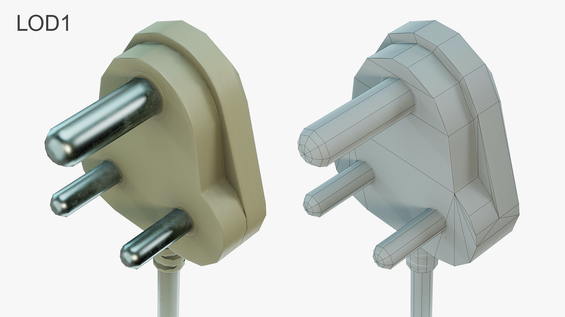 Electrical Plug Type M BS546 Low-poly 3D model_6