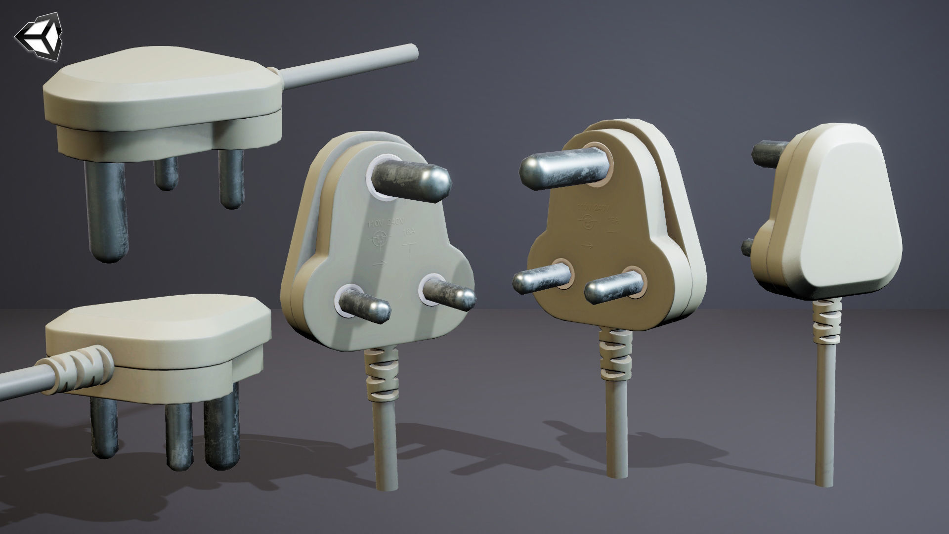Electrical Plug Type M BS546 Low-poly 3D model_13