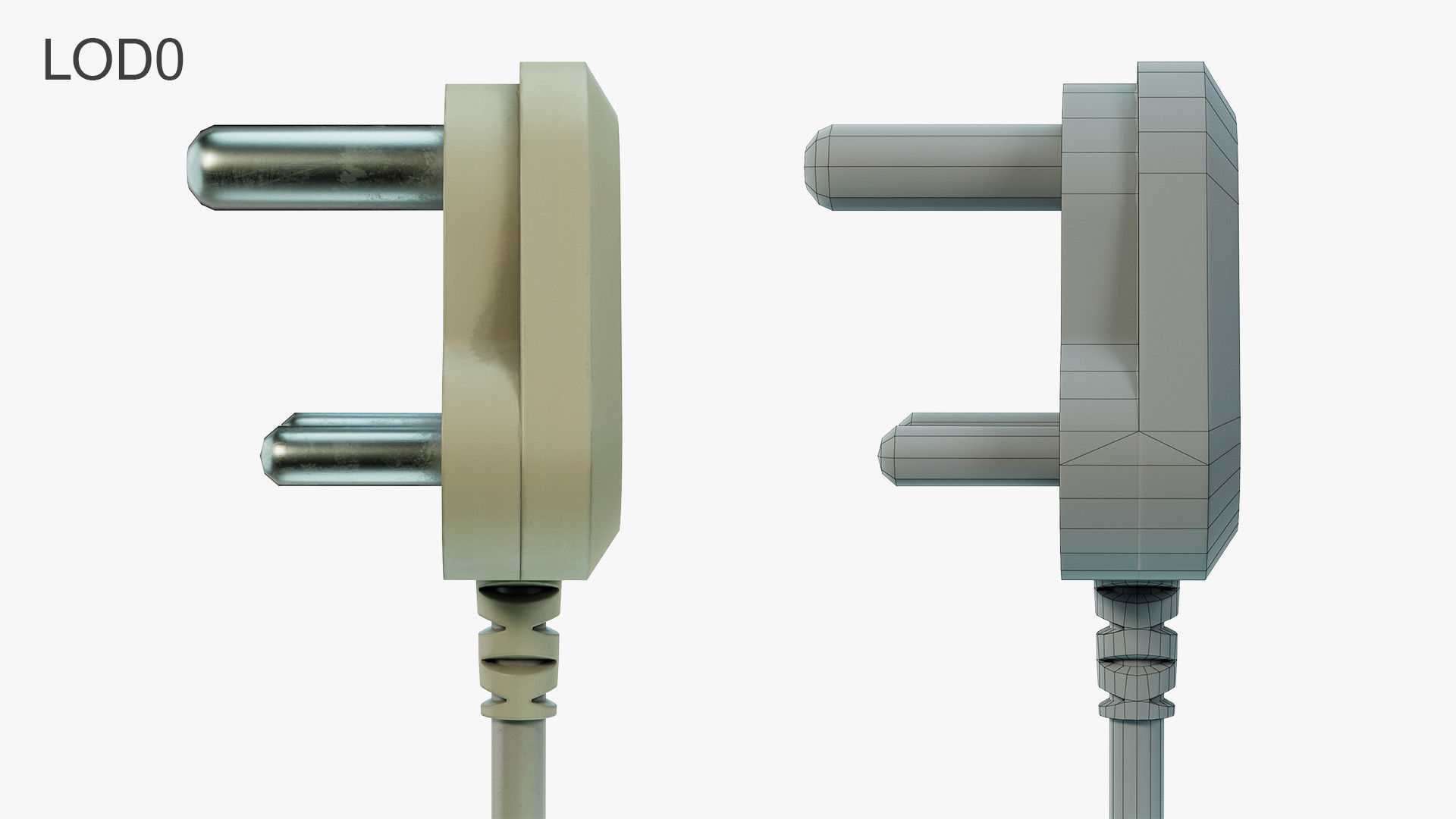 Electrical Plug Type M BS546 Low-poly 3D model_9