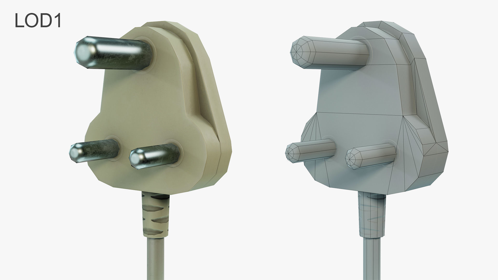 Electrical Plug Type M BS546 Low-poly 3D model_4