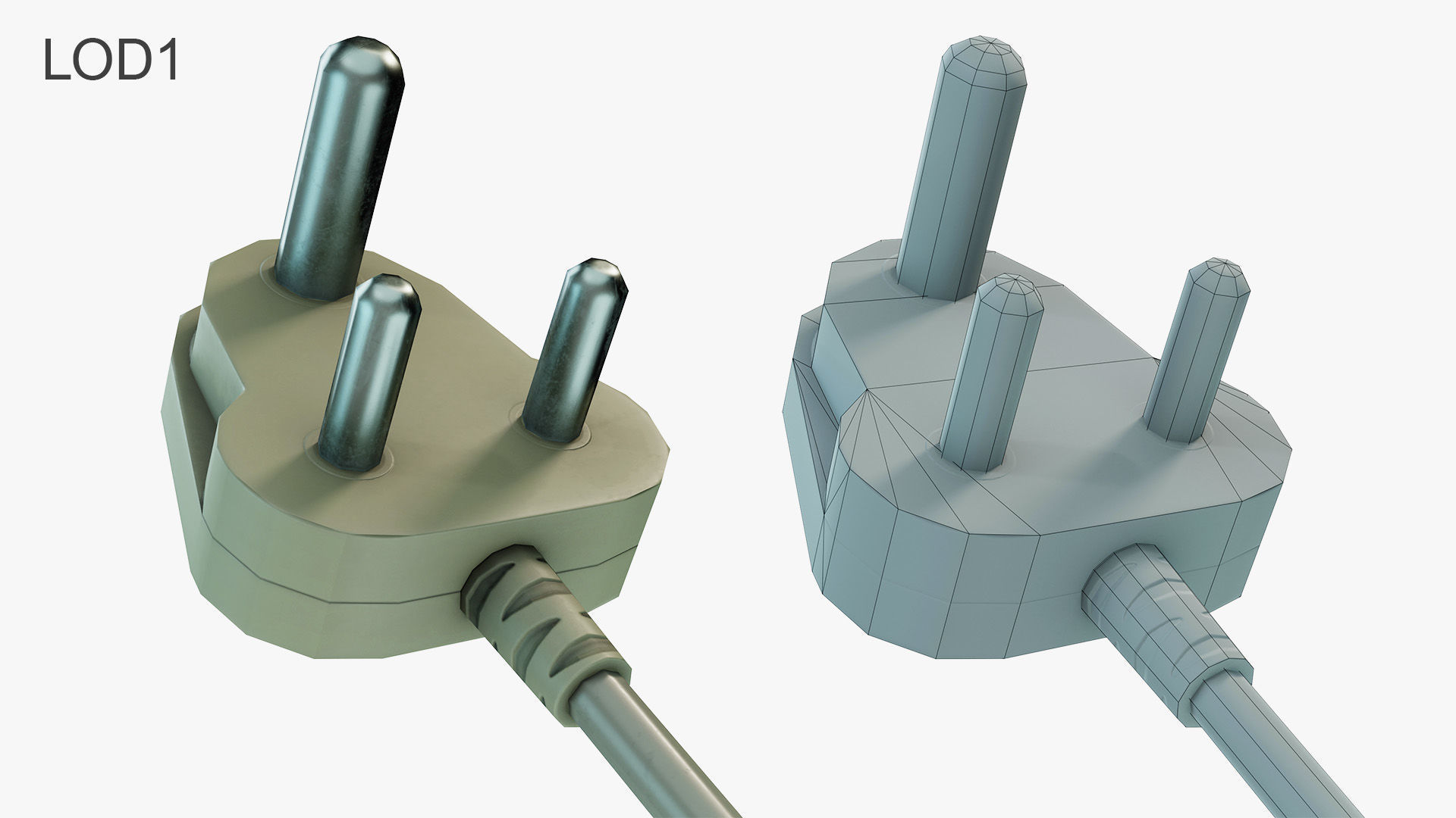 Electrical Plug Type M BS546 Low-poly 3D model_11