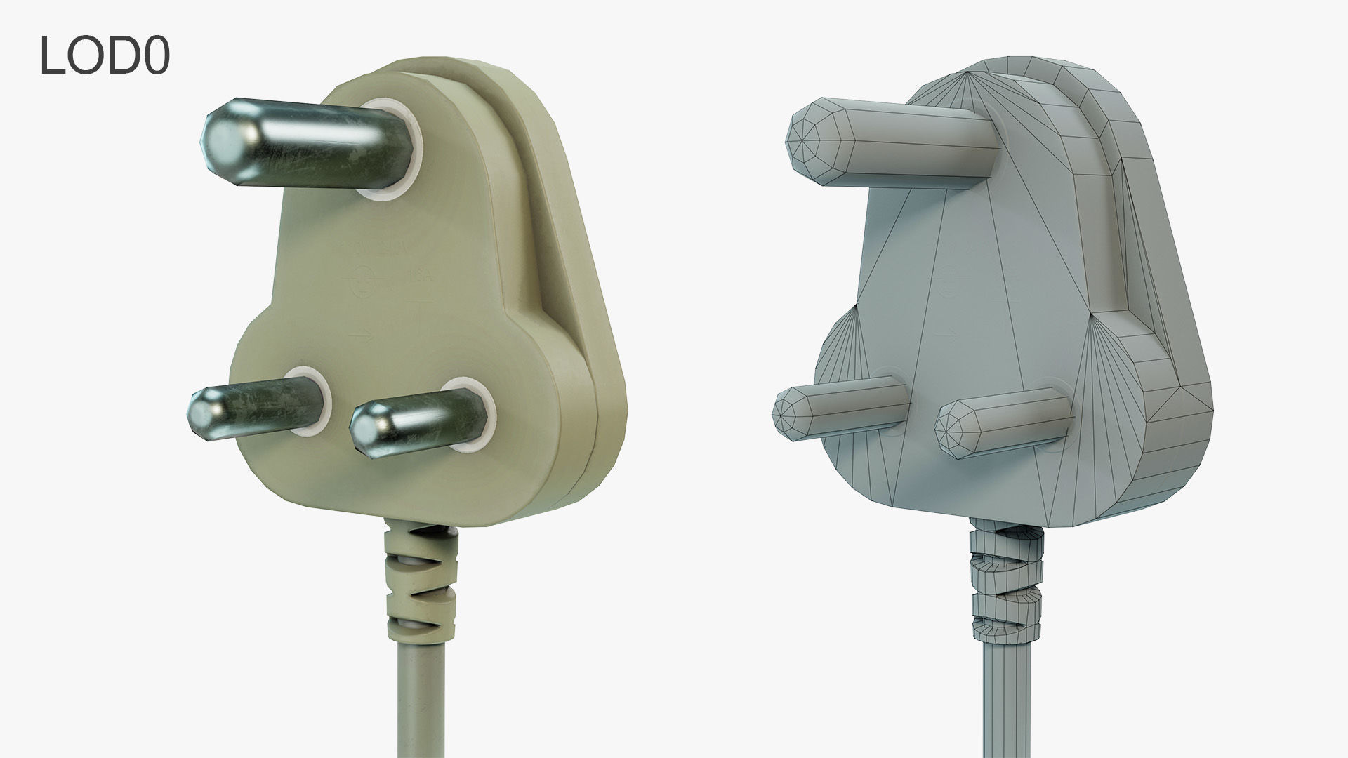 Electrical Plug Type M BS546 Low-poly 3D model_3