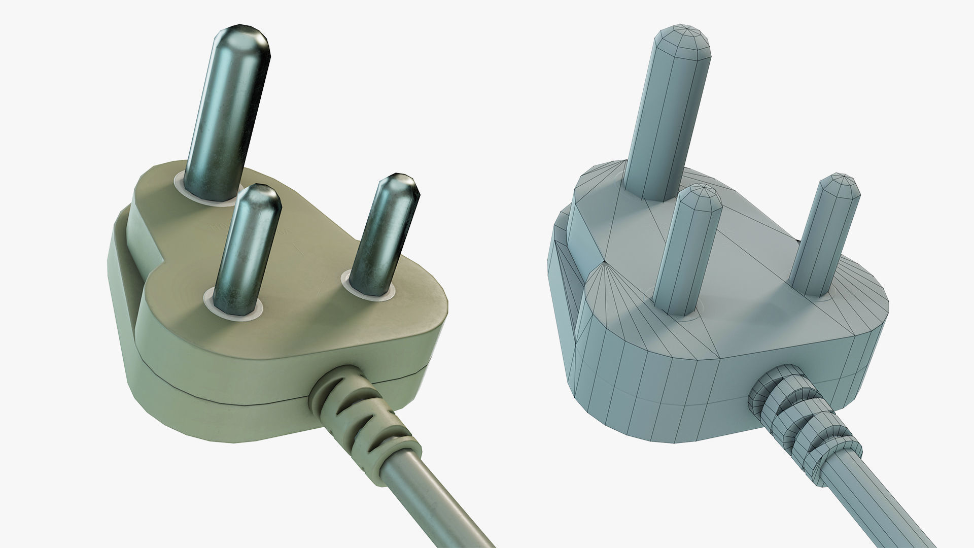 Electrical Plug Type M BS546 Low-poly 3D model_2