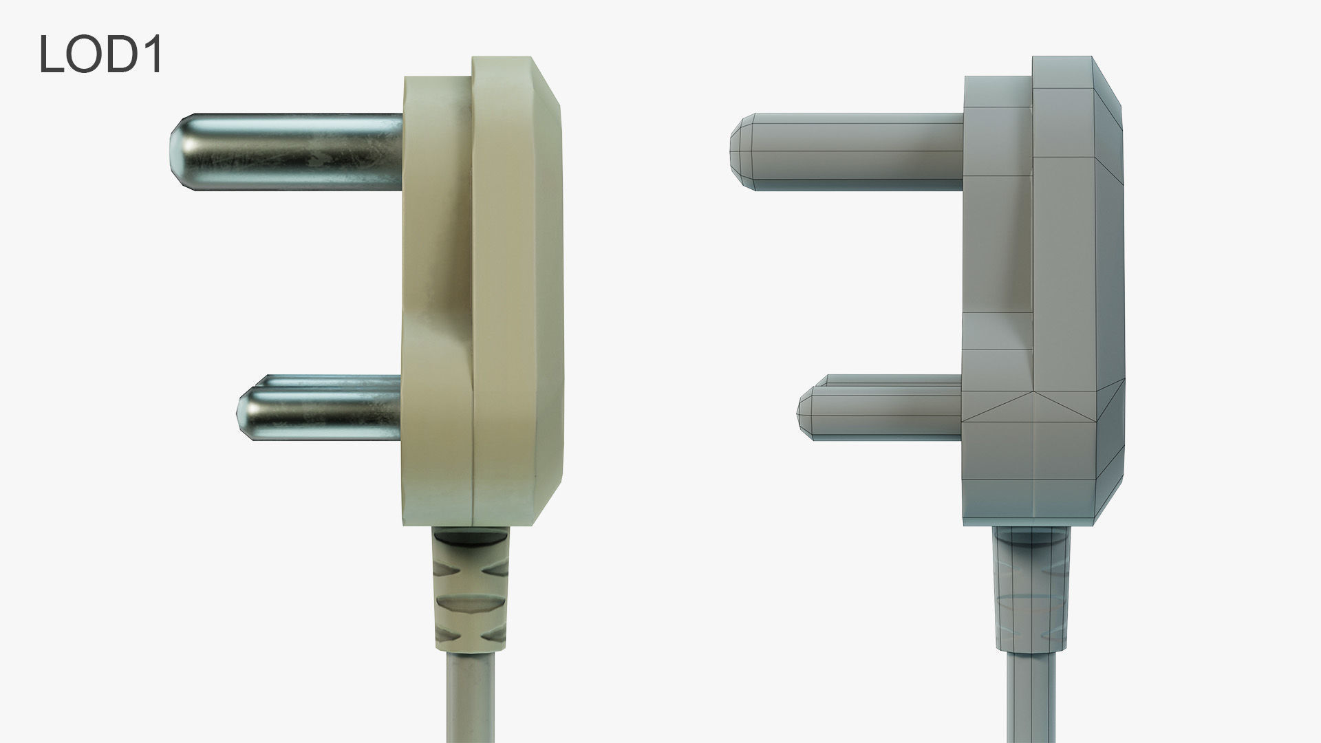 Electrical Plug Type M BS546 Low-poly 3D model_10