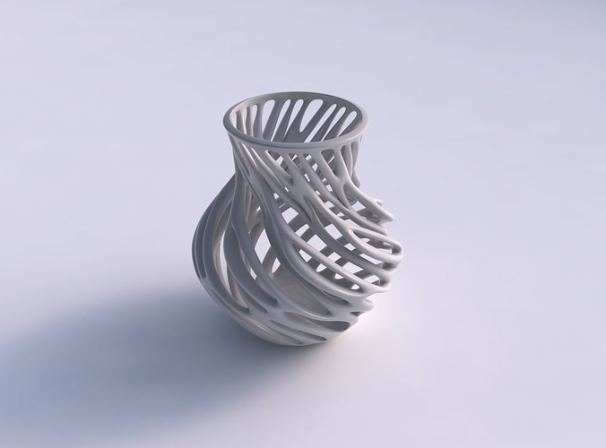 Vase wide with branches twisted and squeezed