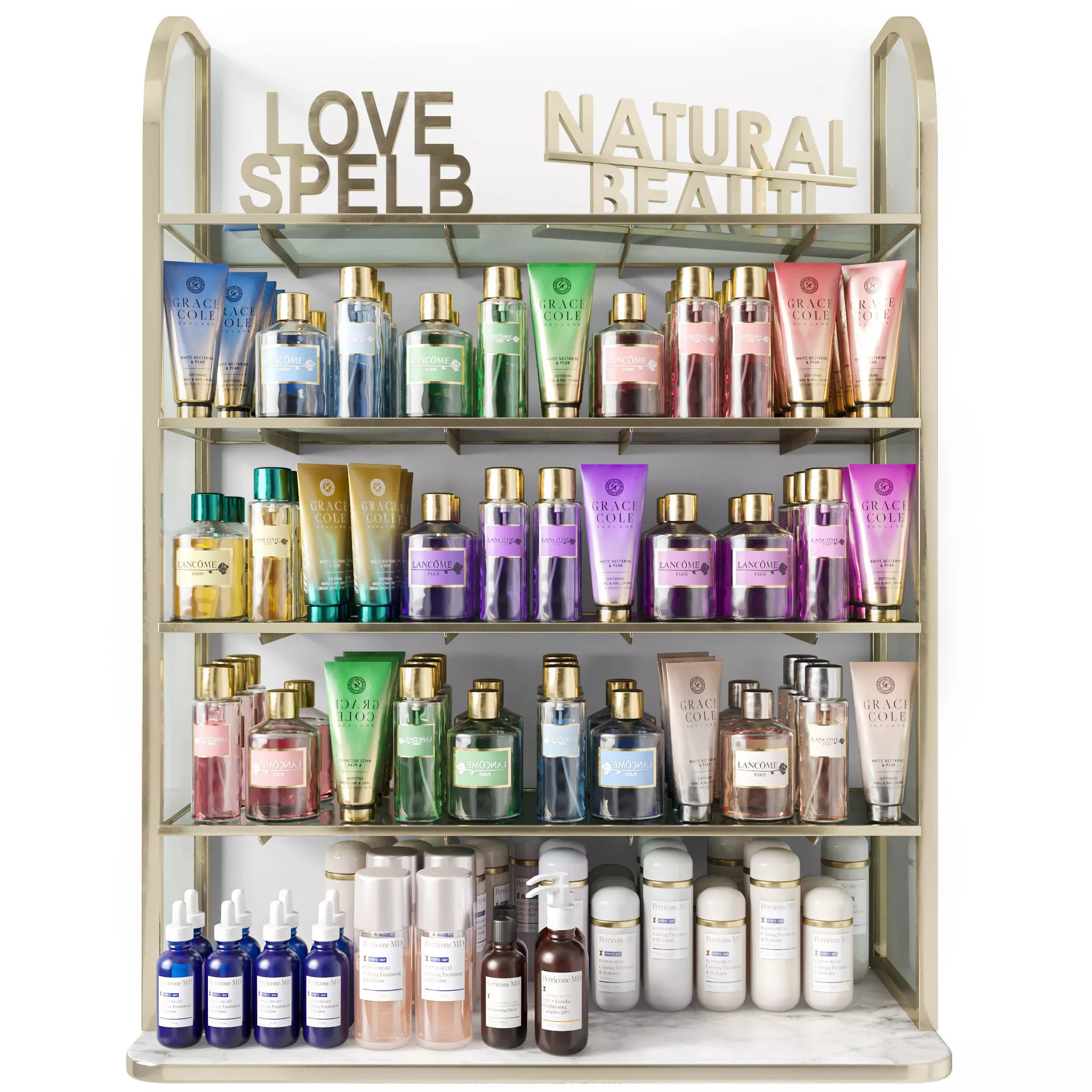 A rack with cosmetics in a beauty salon or supermarket 3D model