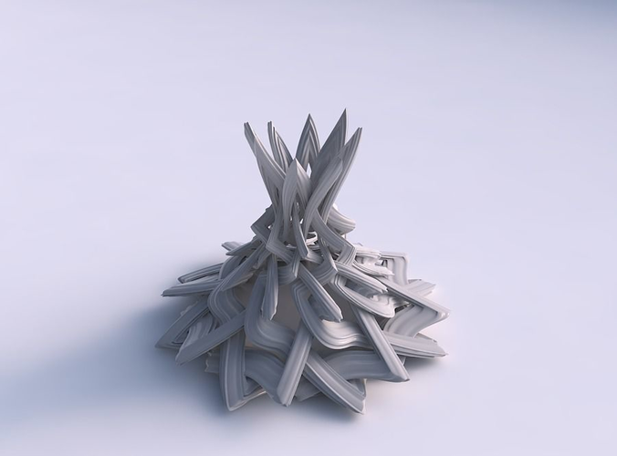 Vase with interlacing lattice and extruded lines streched top