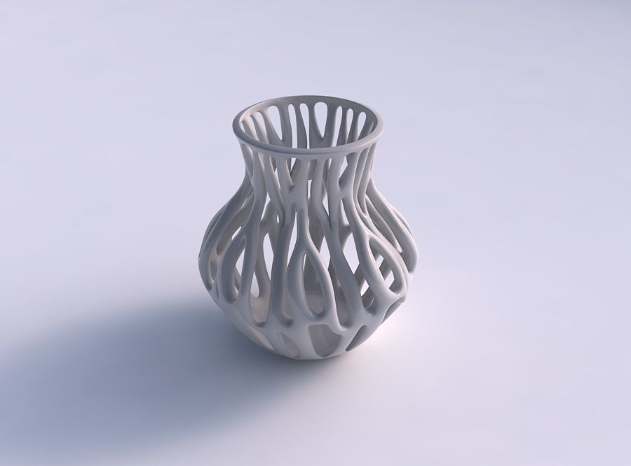 Vase wide with branches squeezed 3D print model_0