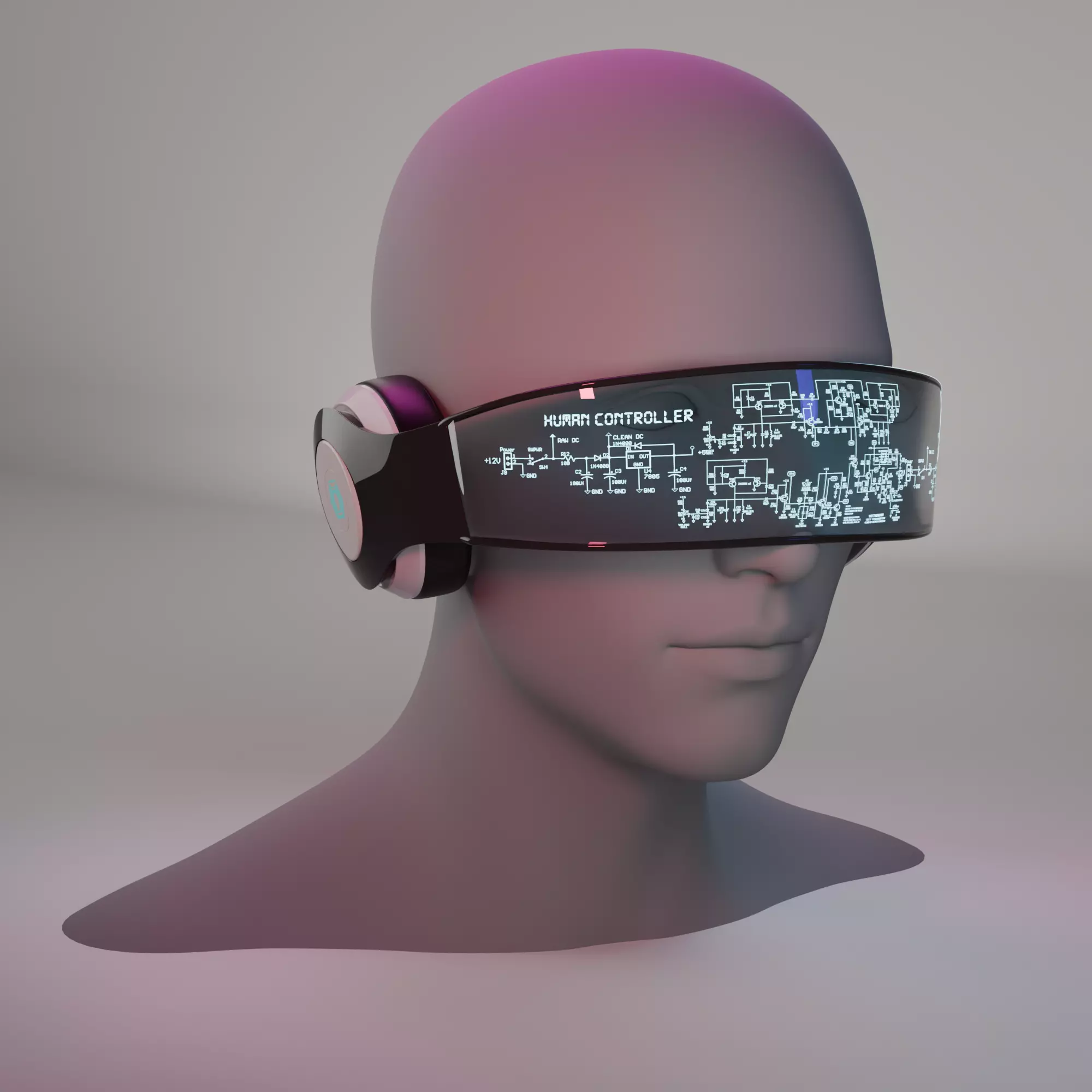 Futuristic AR Headset with Integrated Headphones 3D model_0
