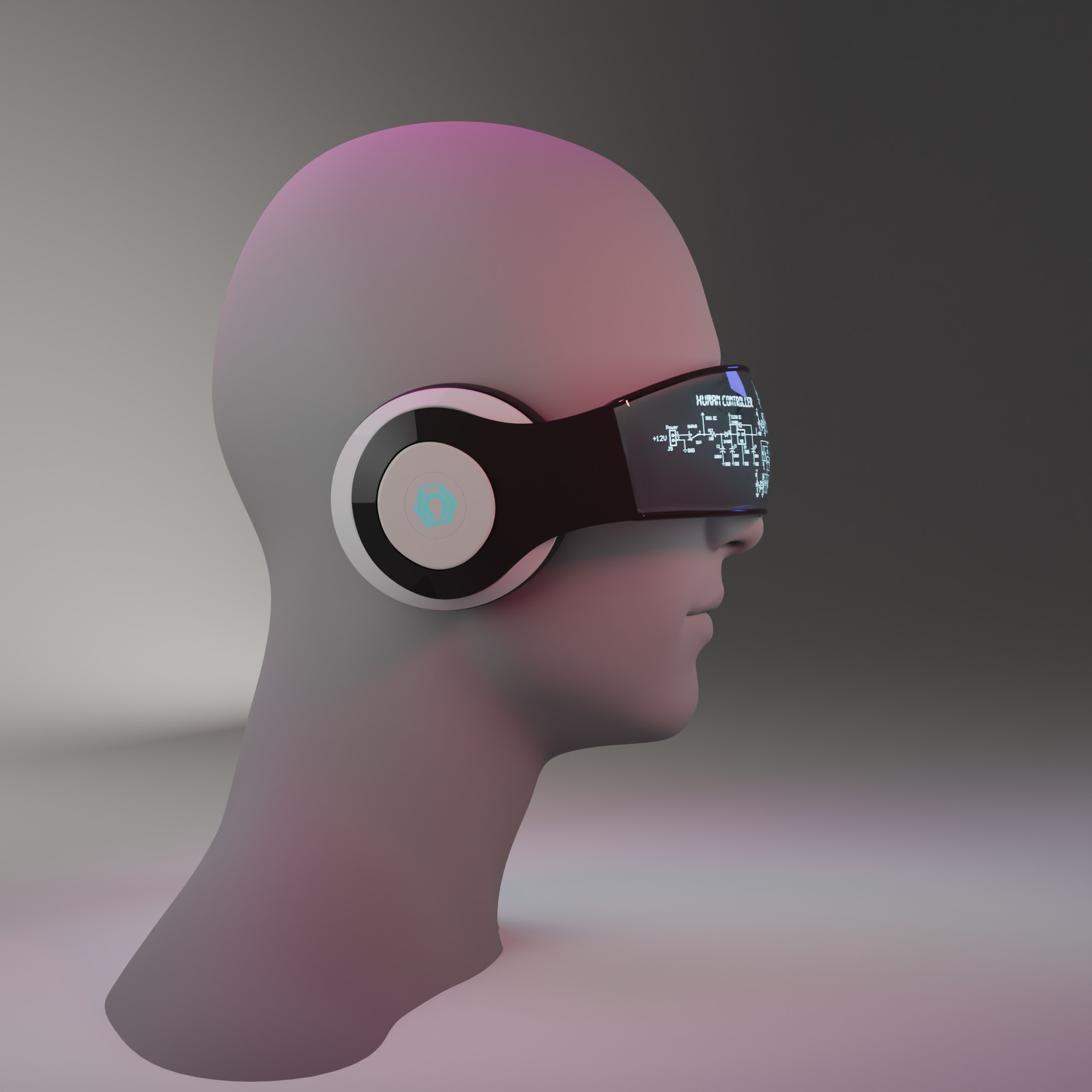 Futuristic AR Headset with Integrated Headphones 3D model_2