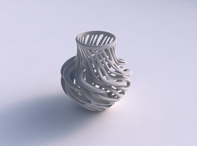 Vase wide with twisted branches twisted and squeezed