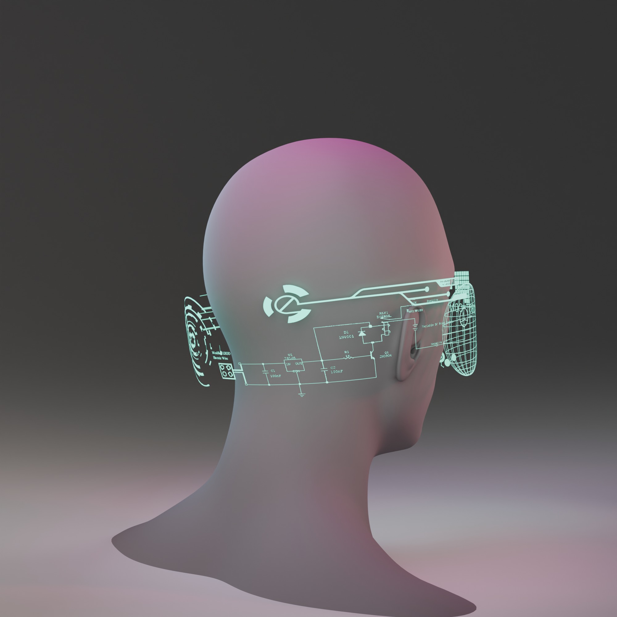 Futuristic AR Headset with Integrated Headphones Low-poly 3D model_3