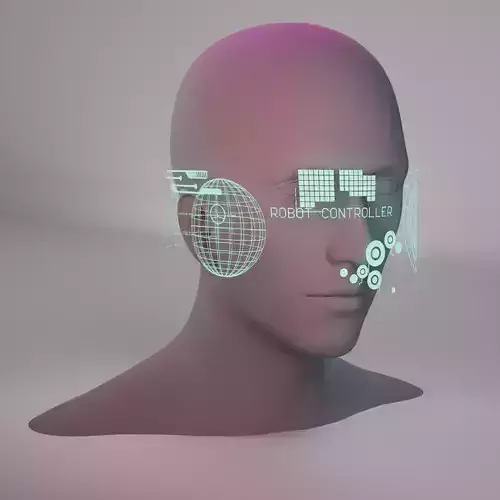  Futuristic AR Headset with Integrated Headphones Low-poly 3D model