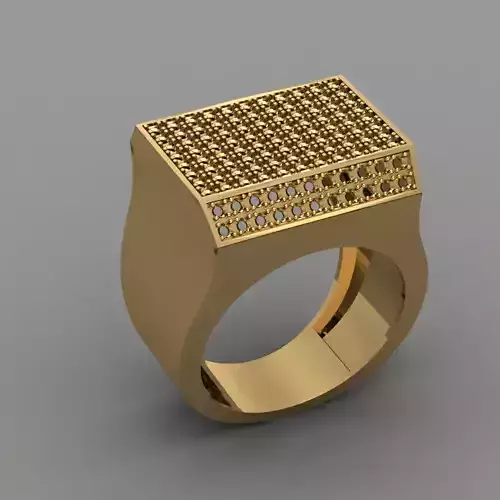 Diamond Signet Ring For Mens 3D print model