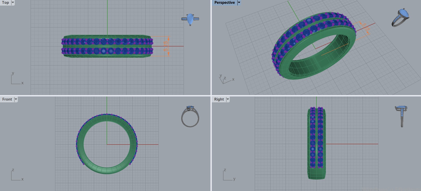 Ring Diamond Eternity 3D model_4