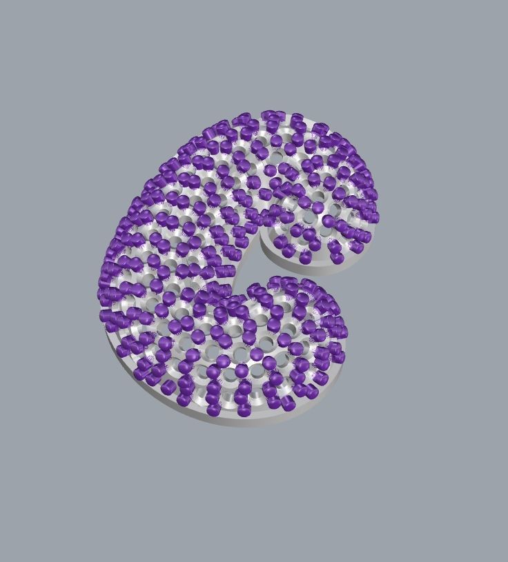 Letter C with crystals 3D print model_3