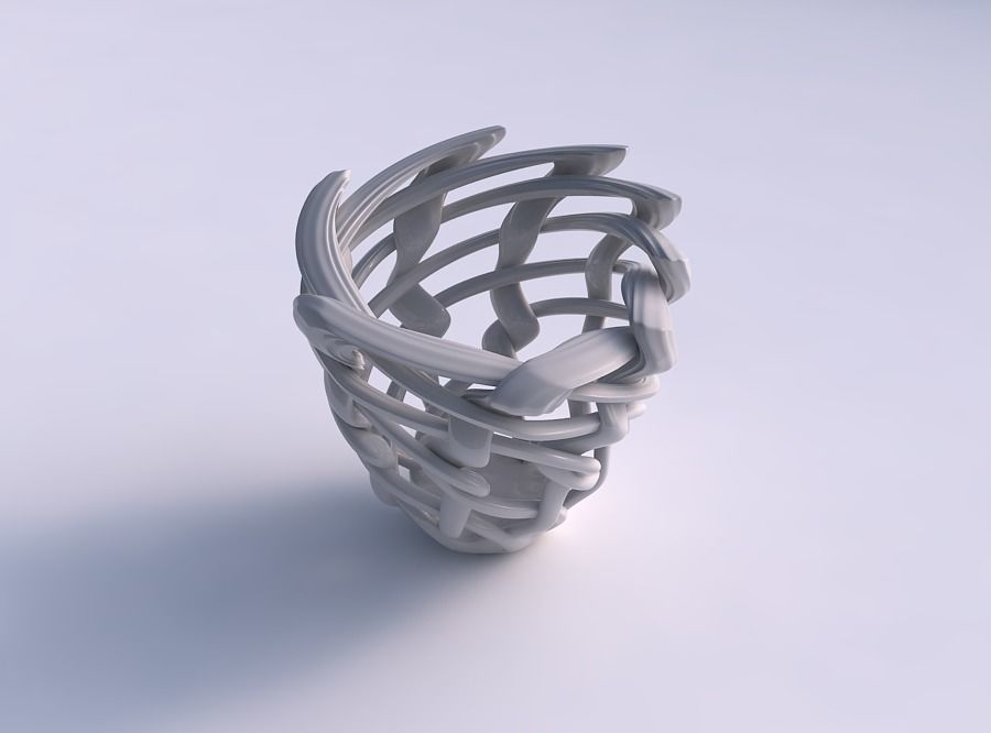 Vase wide on top part with interlacing lattice and extruded l... 3D print model_0