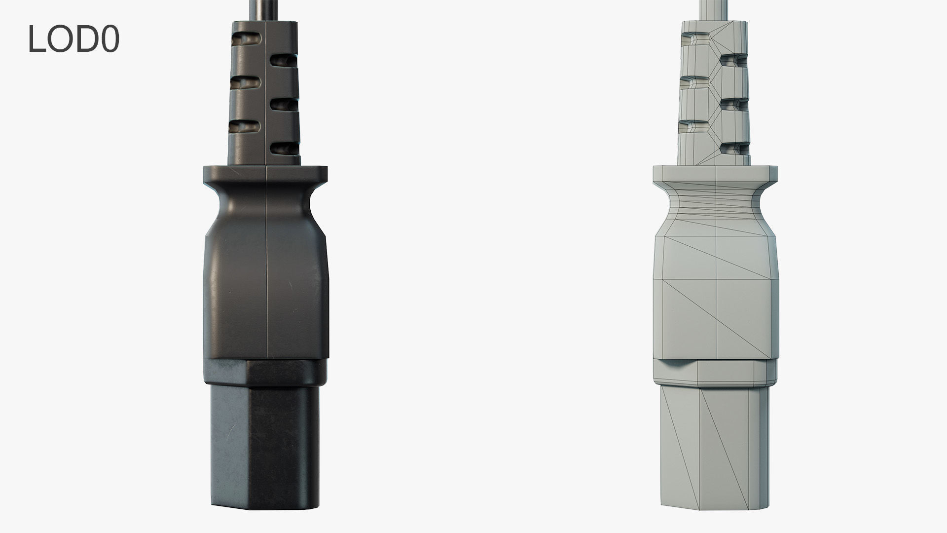 IEC C15 Female Plug Low-poly 3D model_8