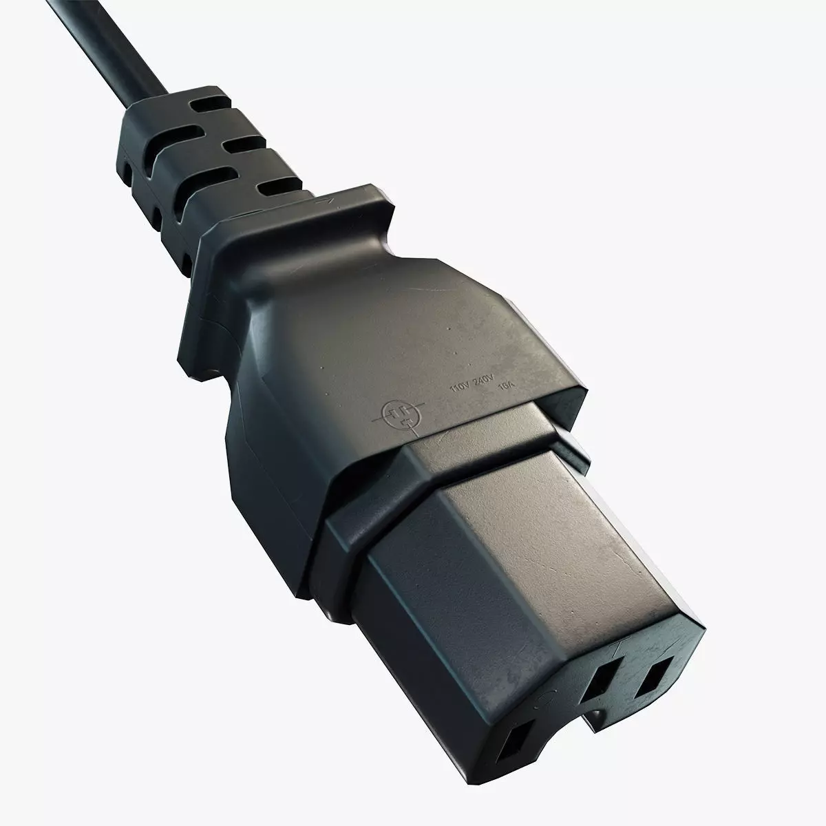 IEC C15 Female Plug Low-poly 3D model_0