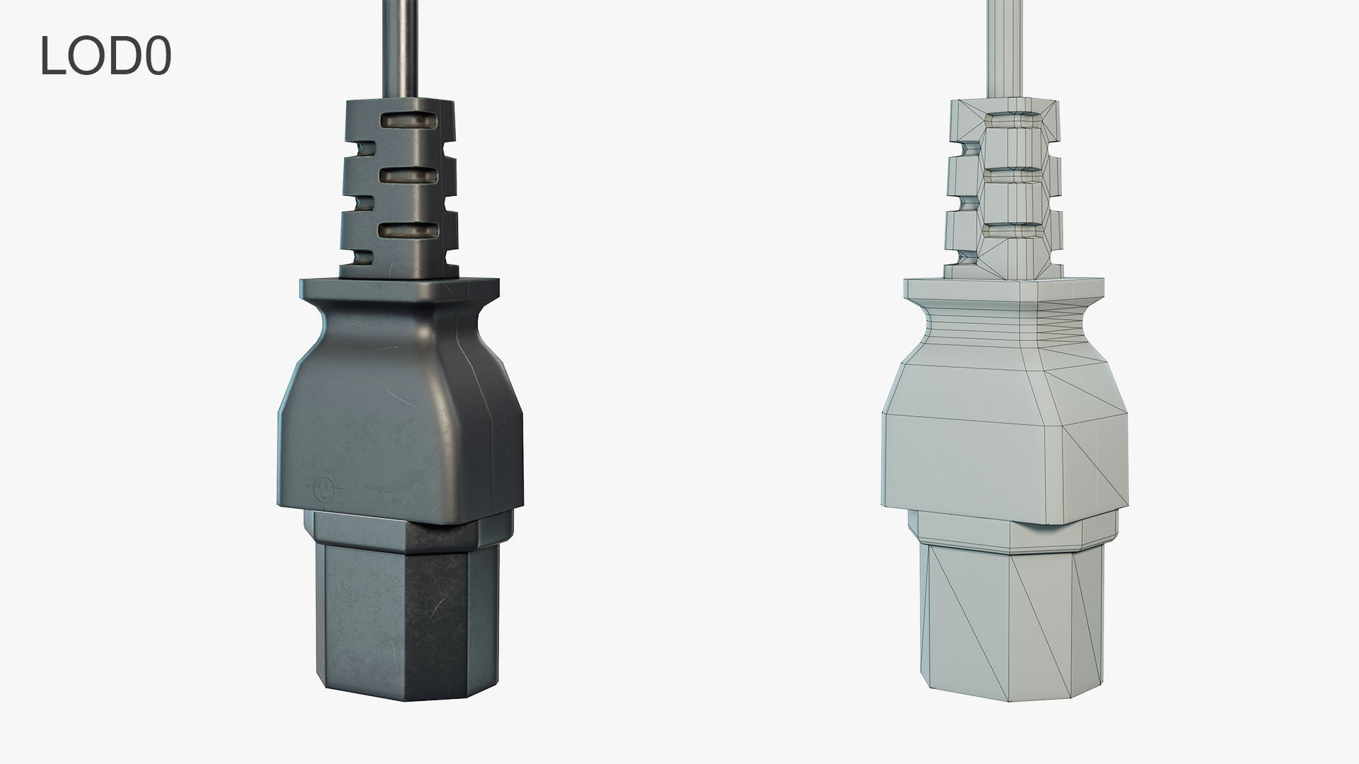 IEC C15 Female Plug Low-poly 3D model_3