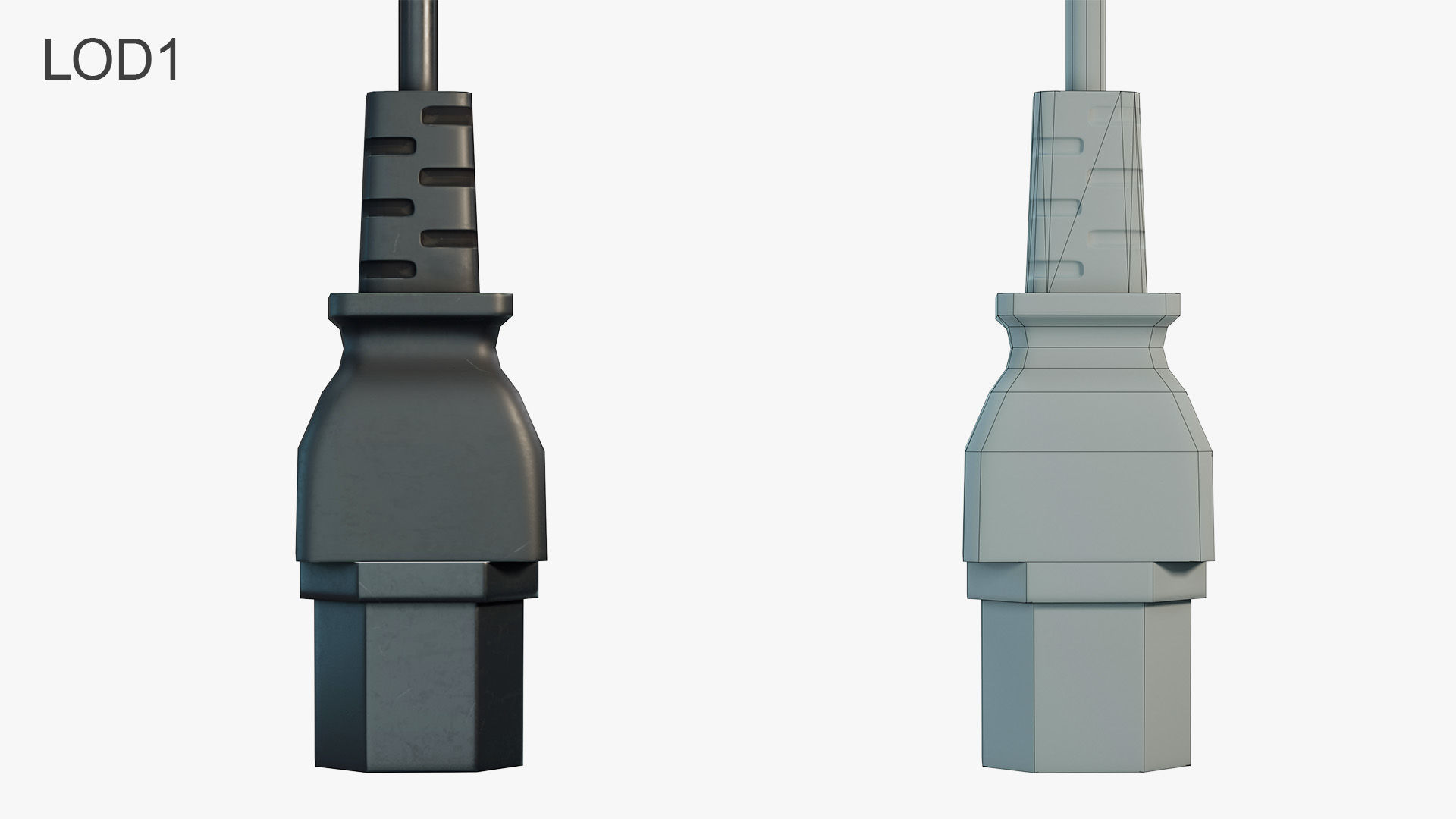 IEC C15 Female Plug Low-poly 3D model_11