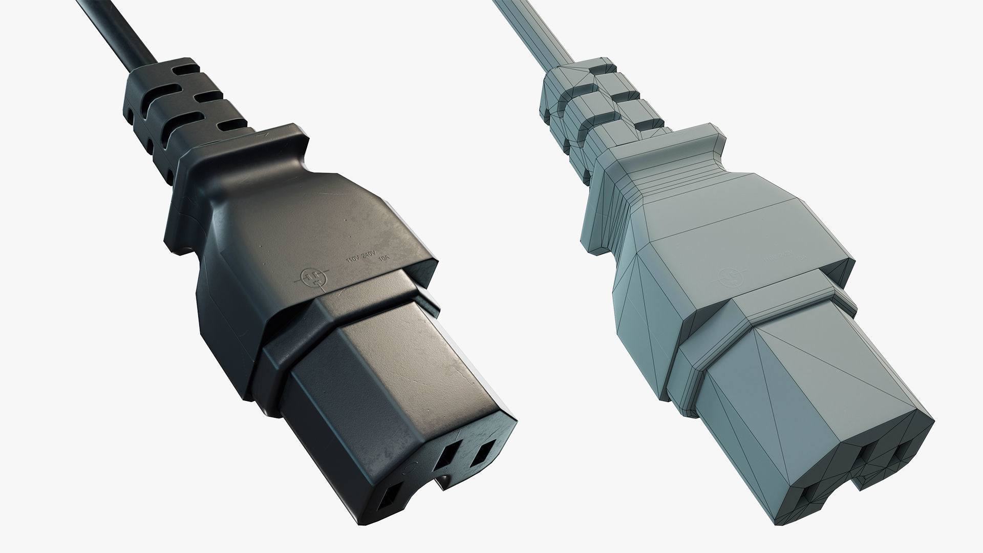 IEC C15 Female Plug Low-poly 3D model_2