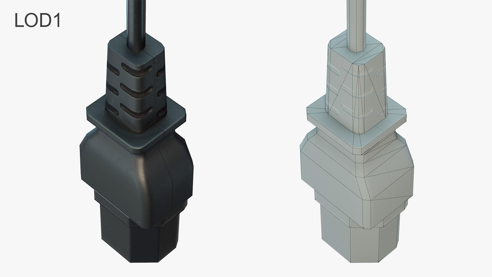 IEC C15 Female Plug Low-poly 3D model_7