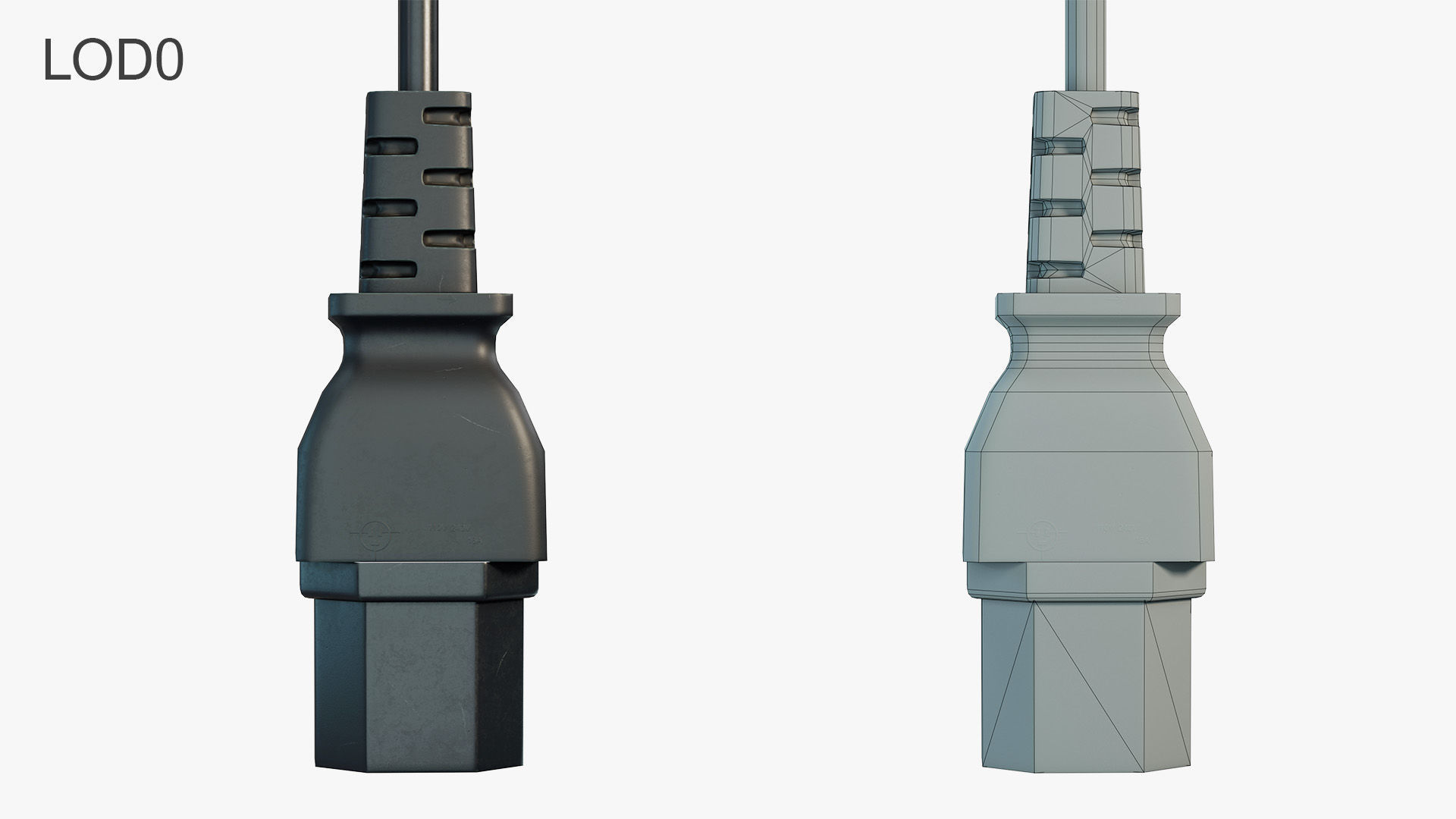 IEC C15 Female Plug Low-poly 3D model_10