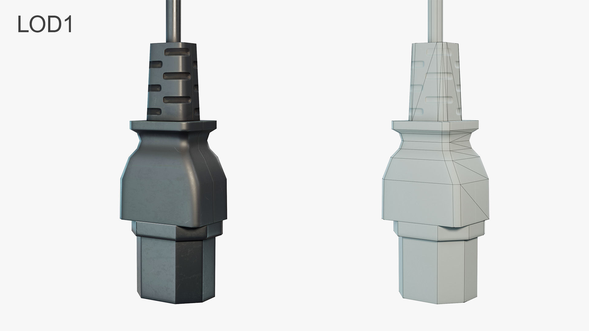 IEC C15 Female Plug Low-poly 3D model_4