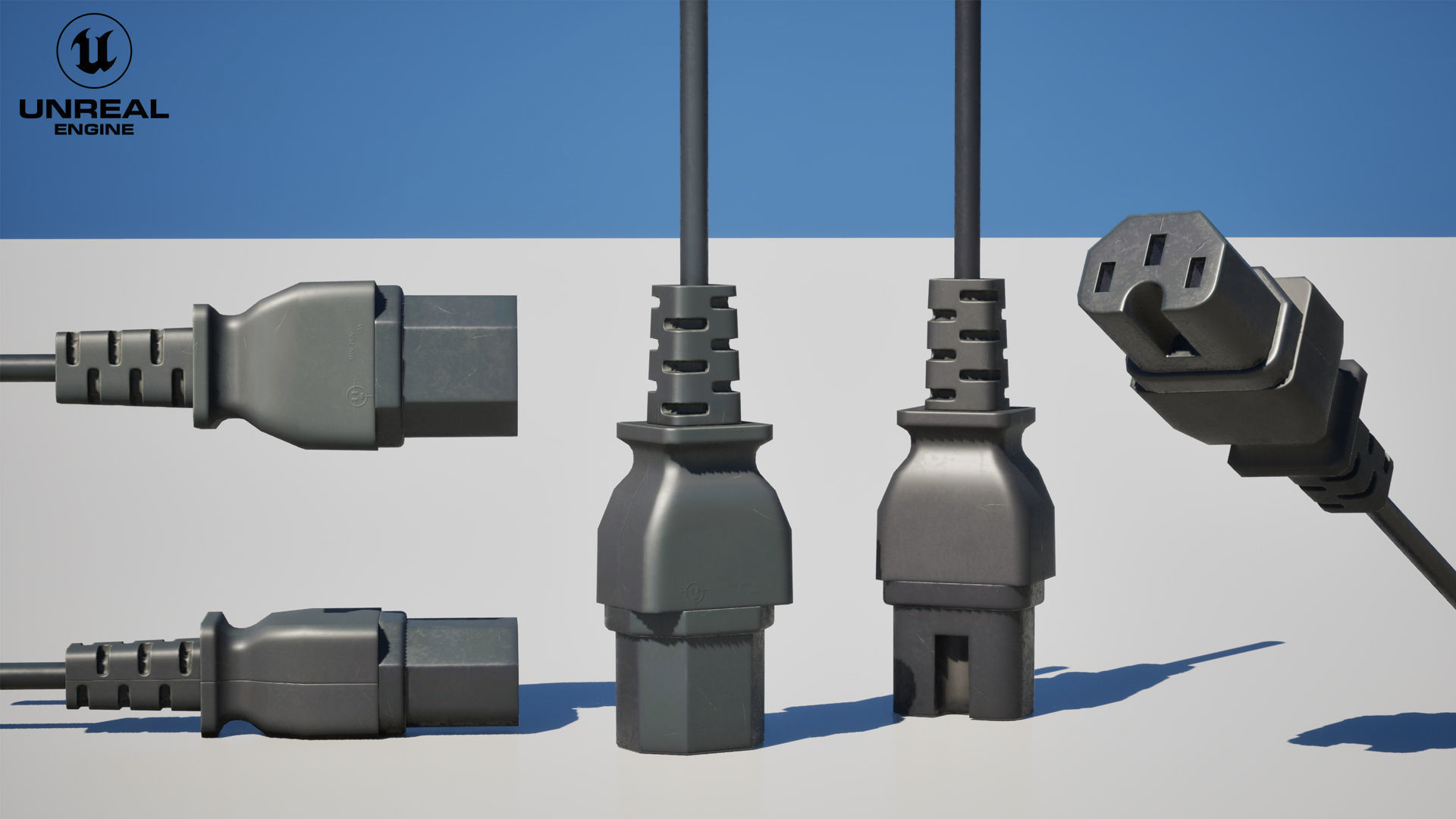 IEC C15 Female Plug Low-poly 3D model_12