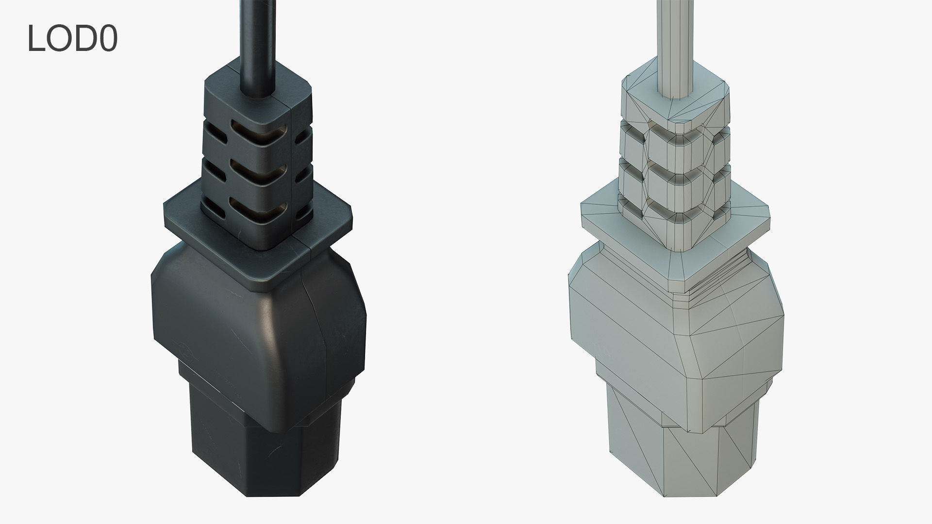 IEC C15 Female Plug Low-poly 3D model_5