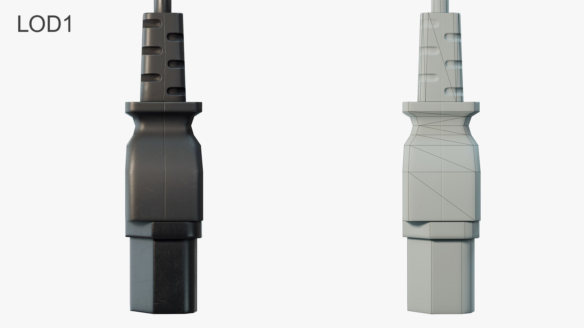 IEC C15 Female Plug Low-poly 3D model_9