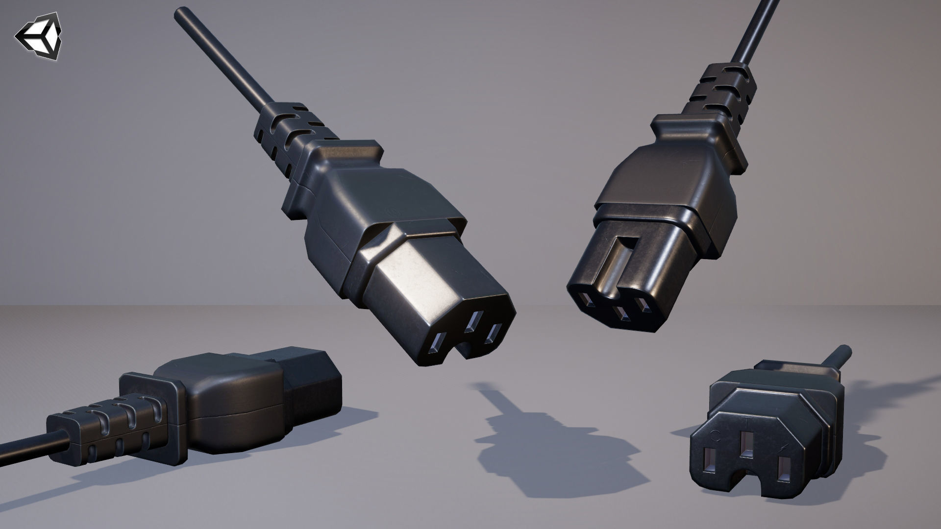 IEC C15 Female Plug Low-poly 3D model_13