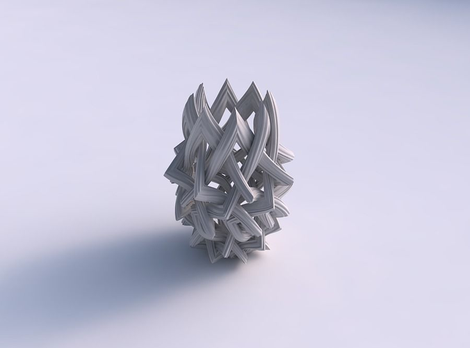 Vase widening with interlacing lattice and extruded lines lon... 3D print model