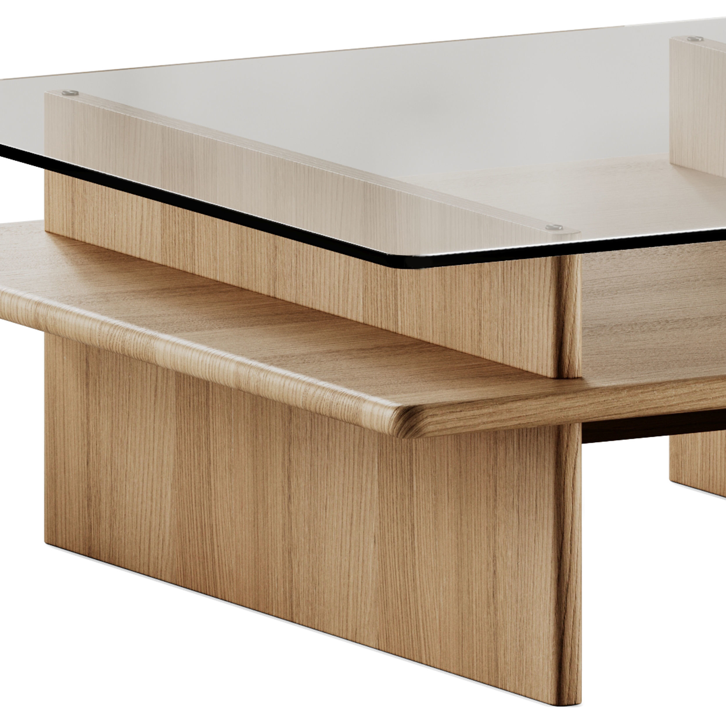 Woud Parallel Glass Coffee Table 3D model_2