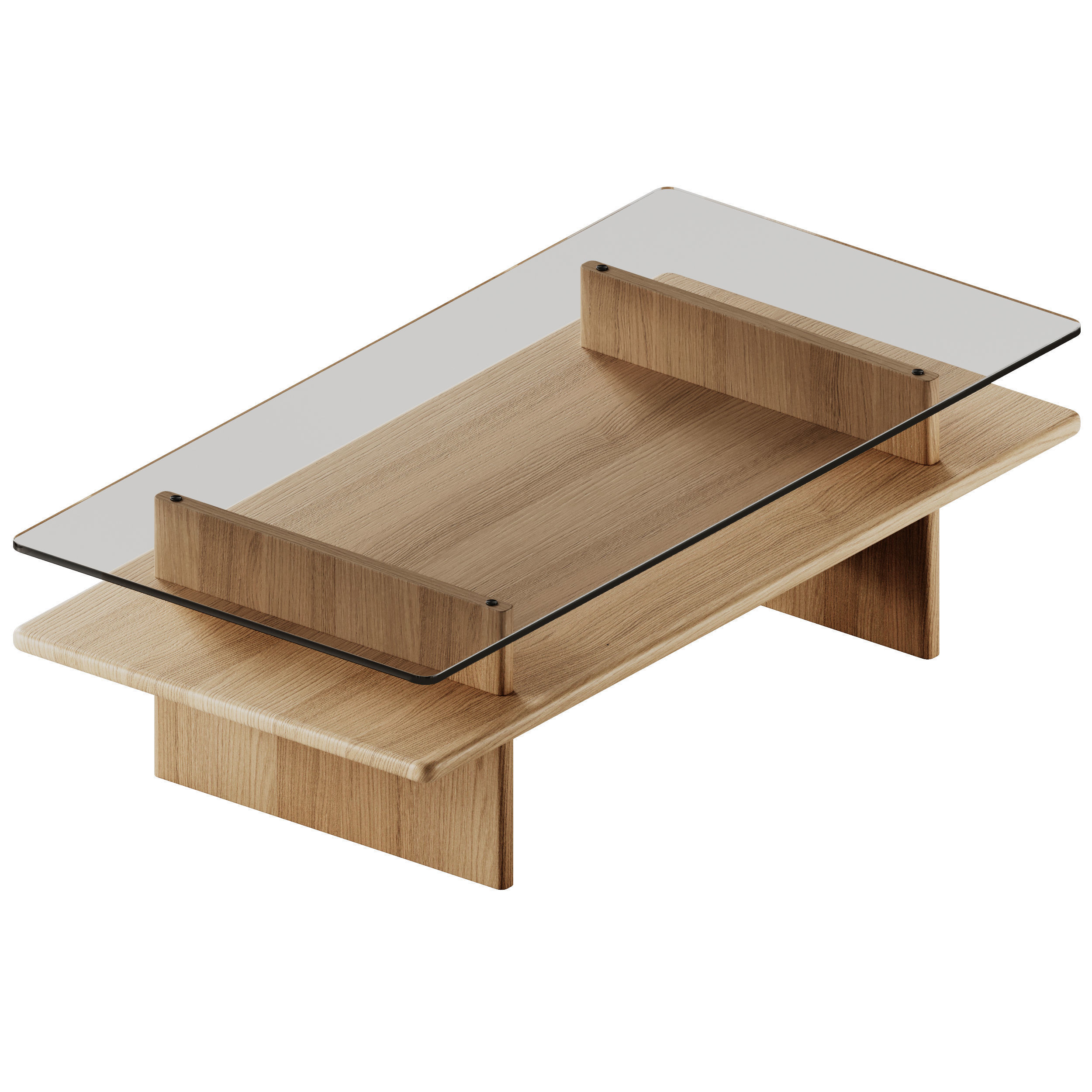 Woud Parallel Glass Coffee Table 3D model_1