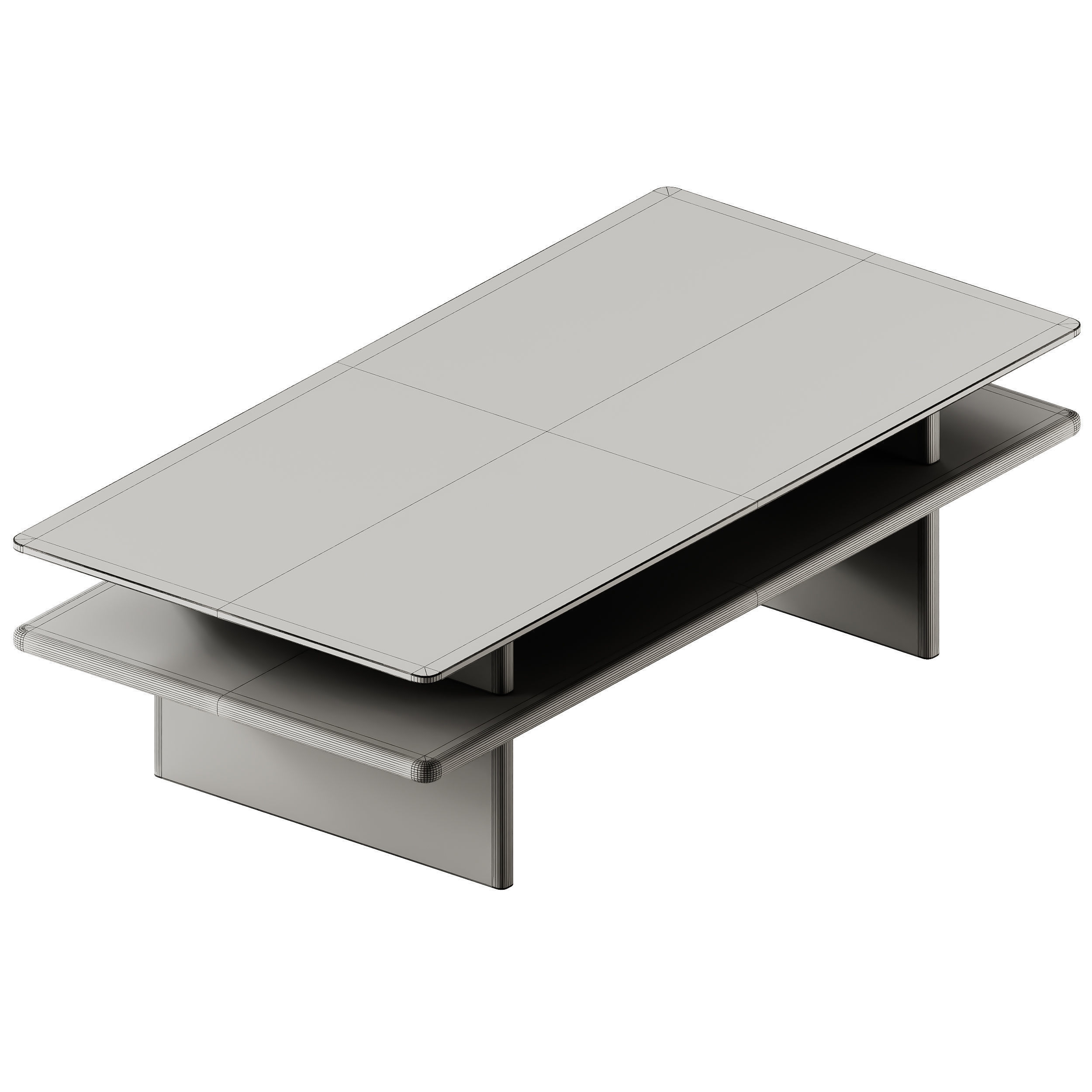 Woud Parallel Glass Coffee Table 3D model_4