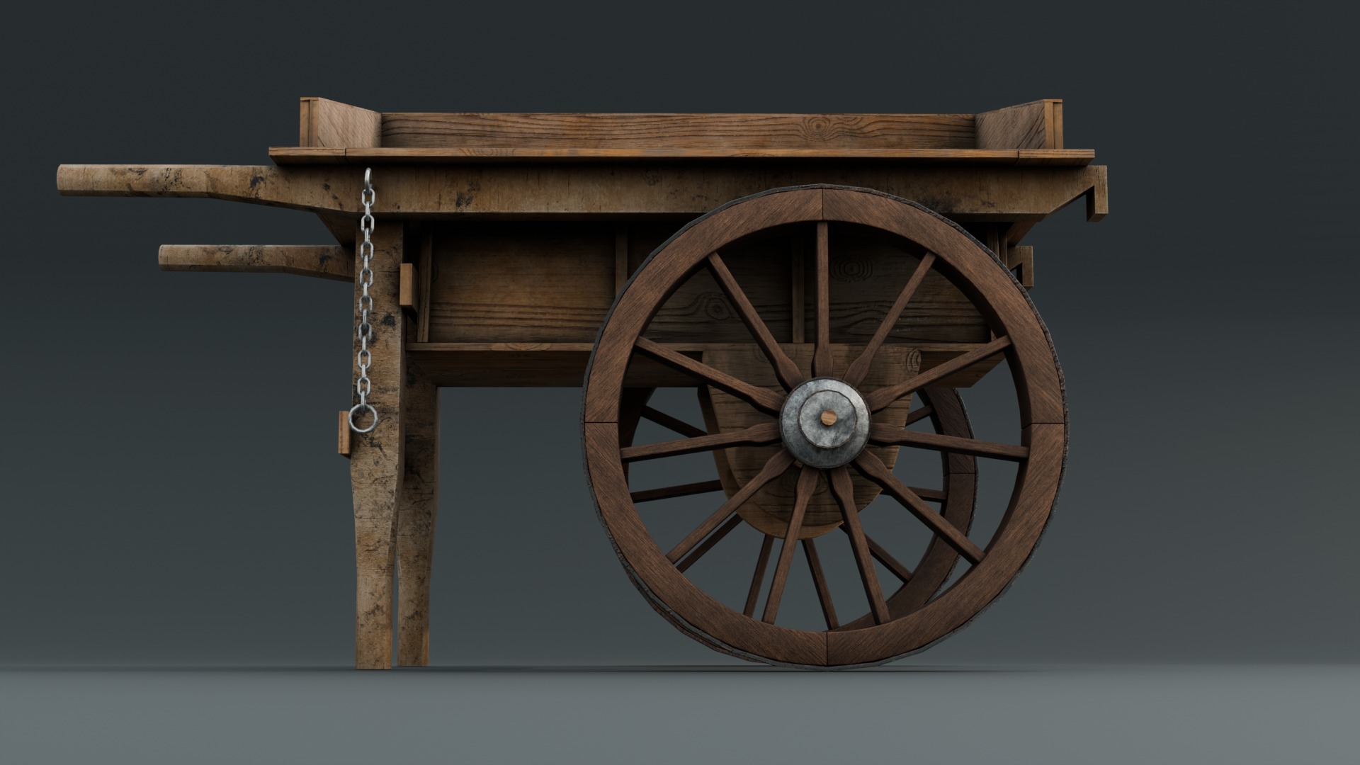 Old Cart Low-poly 3D model_6