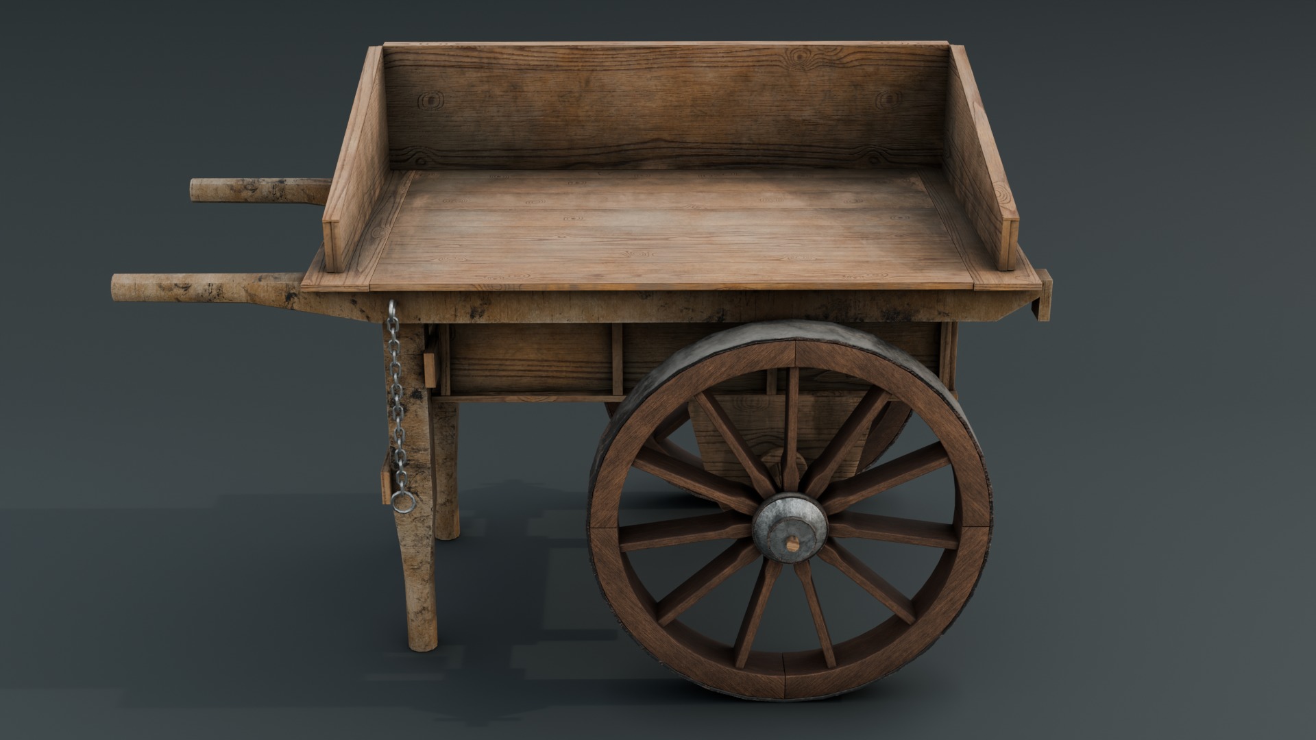 Old Cart Low-poly 3D model_1