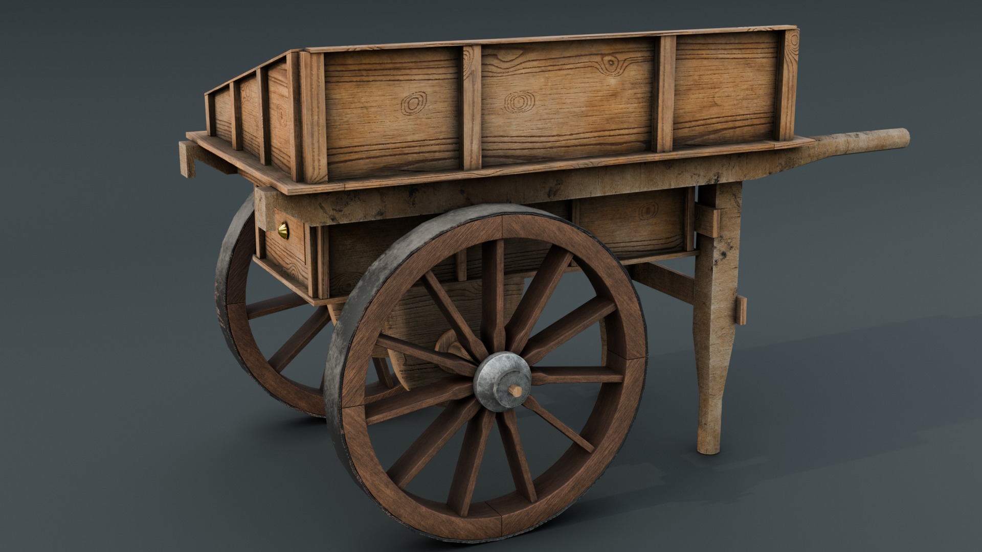 Old Cart Low-poly 3D model_4