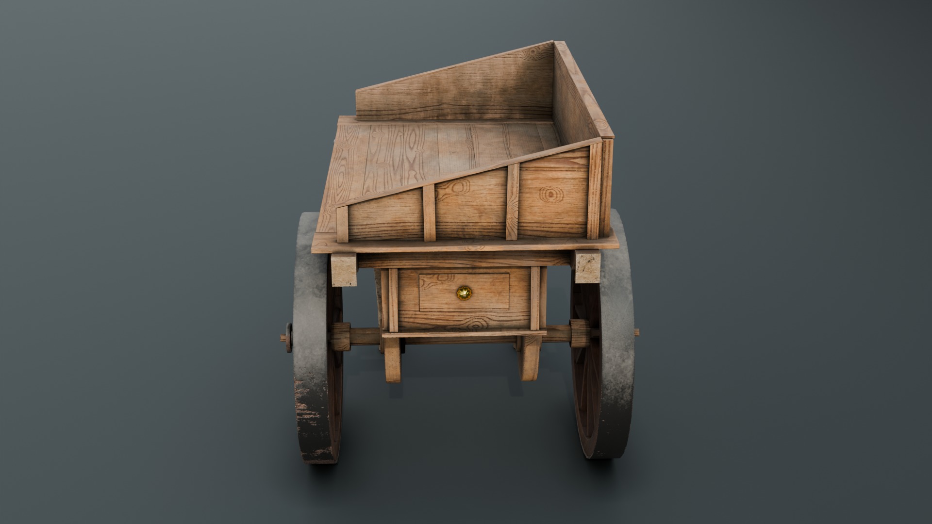 Old Cart Low-poly 3D model_2