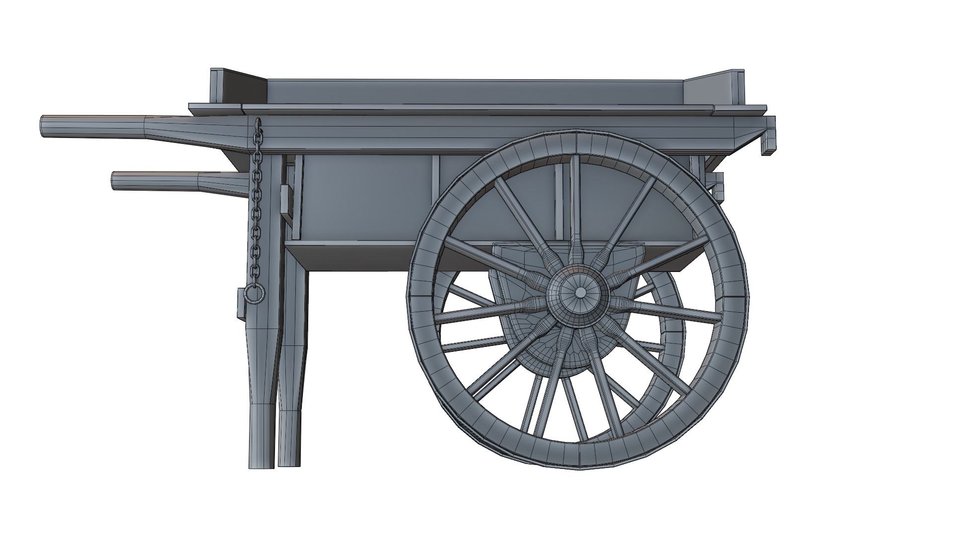 Old Cart Low-poly 3D model_7