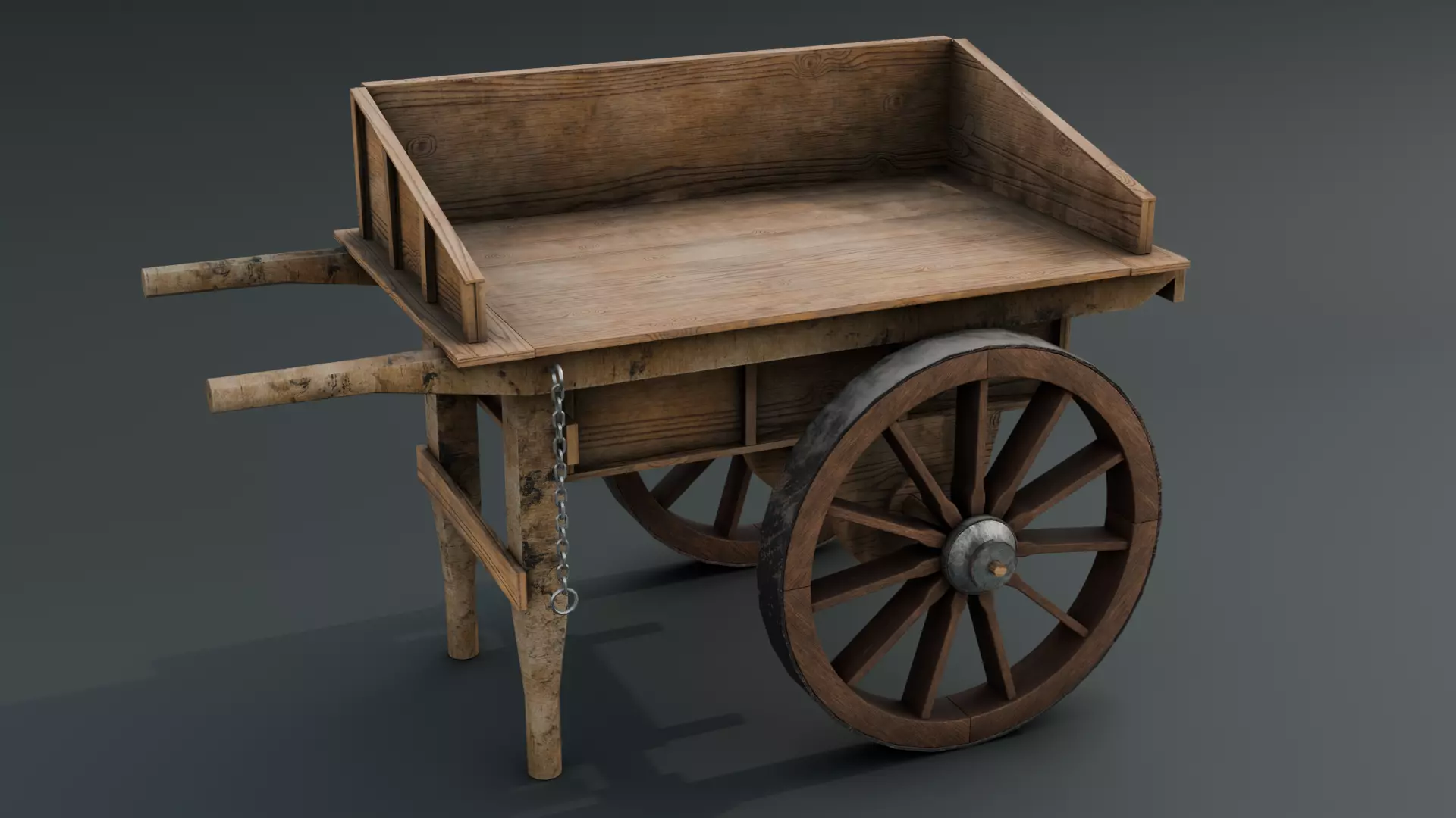 Old Cart Low-poly 3D model_0